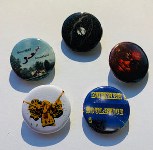 Summer Soulstice Buttons: Variety 5 pack. 1" Round pin back buttons